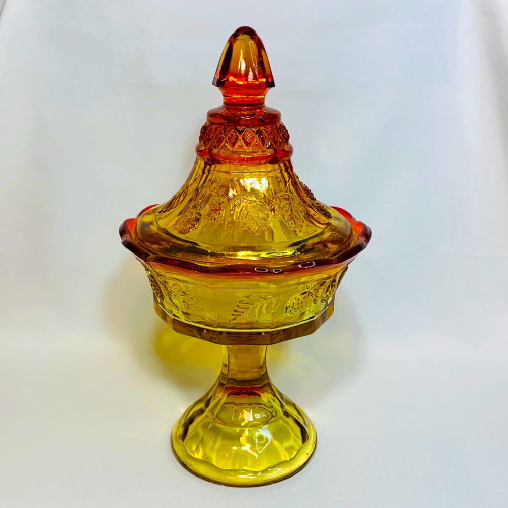 Indian Glass Company Honey Amber Candy Dish